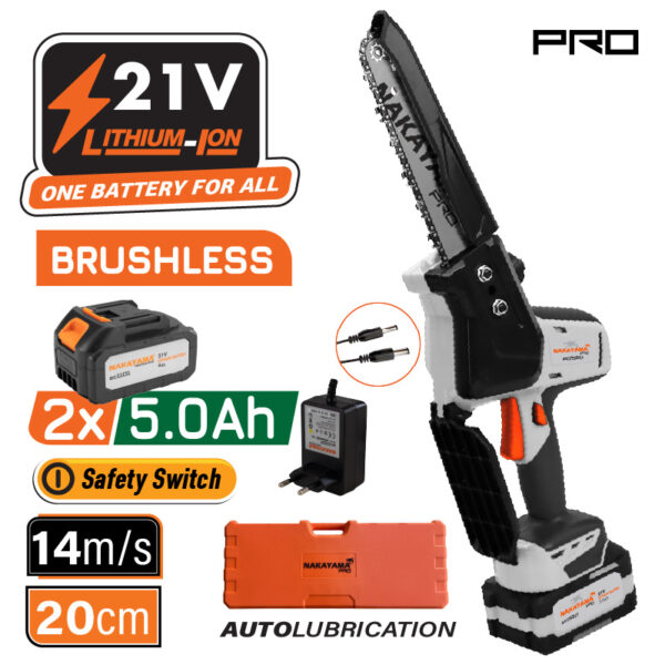 NAKAYAMA PRO EC1520 aku testera za orezivanje 21V (20 cm, 2x5Ah bat.)