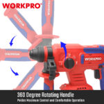 Aku. čekić-bušilica SDS+ (bez četkica), 20V – WORKPRO WP390300 - Slika 6