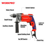 Električna udarna bušilica 1050W, 13mm – WORKPRO WP470206 - Slika 2