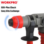 Električna čekić-bušilica SDS+, 1500W (5,5 J) – WORKPRO WP470401 - Slika 6
