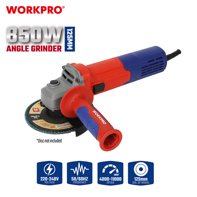 WP472049 1 Električna ugaona brusilica 850W (sa regulacijom brzine), 125 mm – WORKPRO WP472049 - Slika 1
